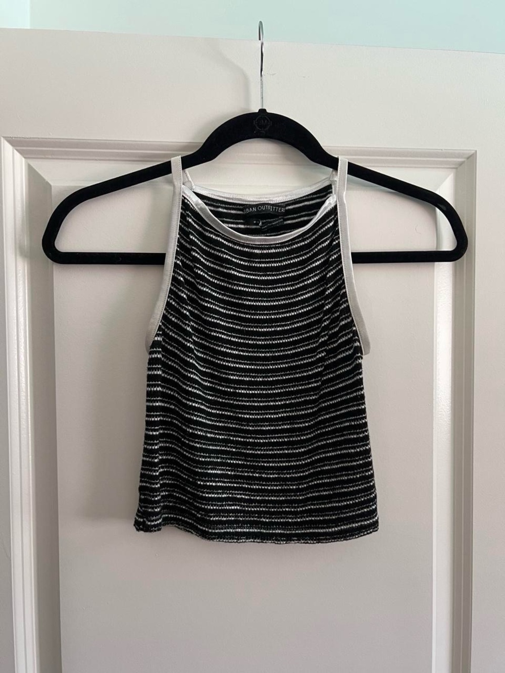 Urban Outfitters Black and White Striped Halter Crop Tank